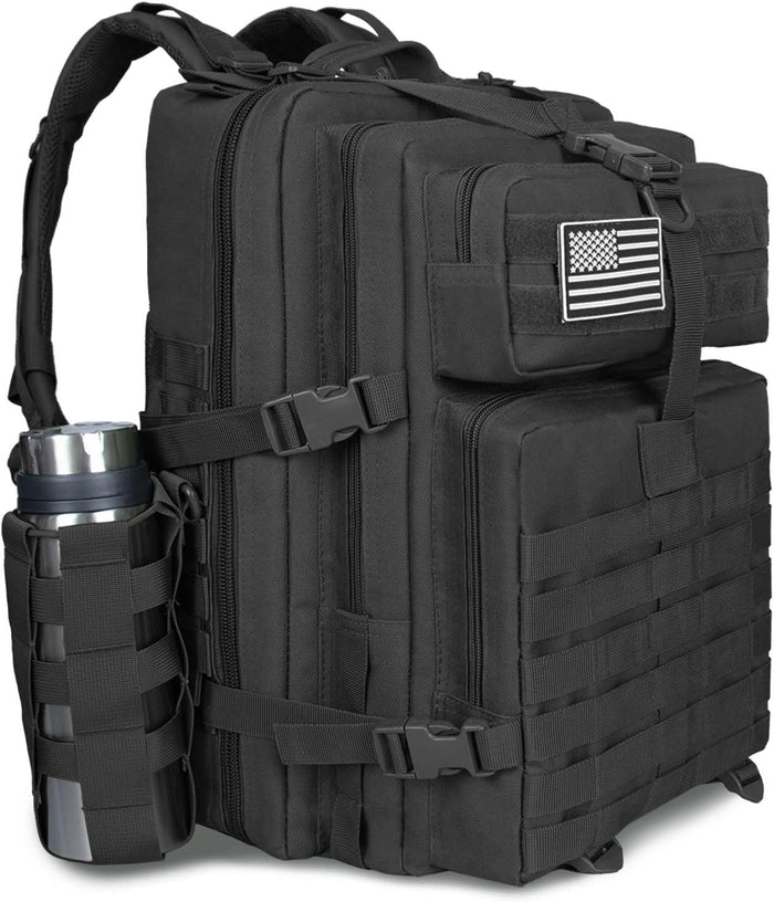 Large 45L Tactical Fishing Tackle Backpack with Removable Plier Holder & Rod Holders Storage Fishing Gear and Equipment Tackle Bag Hiking Backpack without Tackle Boxes Khaki
