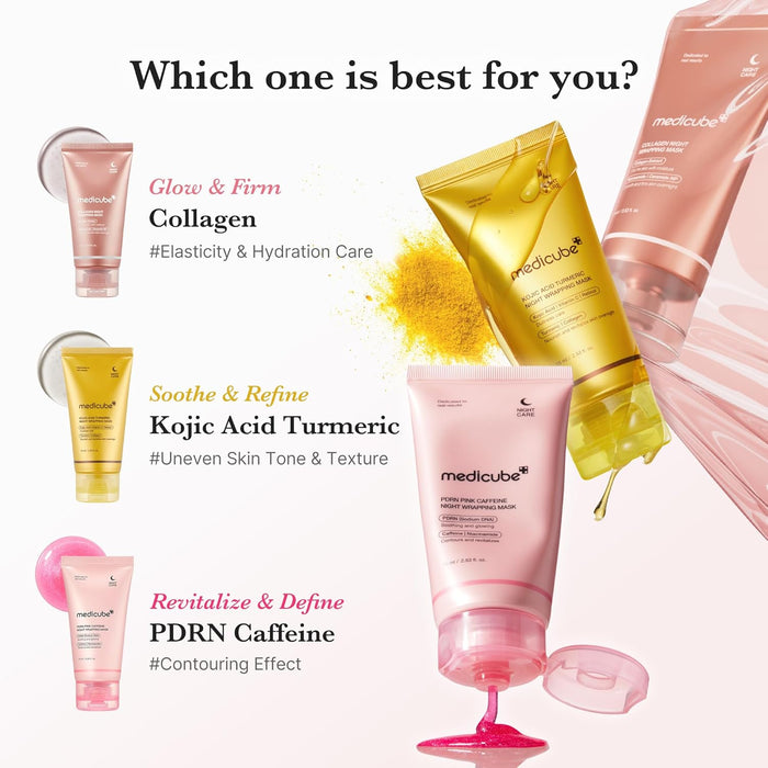 medicube PDRN Caffeine Overnight Wrapping Peel Off Facial Mask | Firming, Depuffing & Hydration | Salmon DNA + Caffeine + Collagen For Refined, Glass Skin & Face Contour Support | Korean Skin Care
