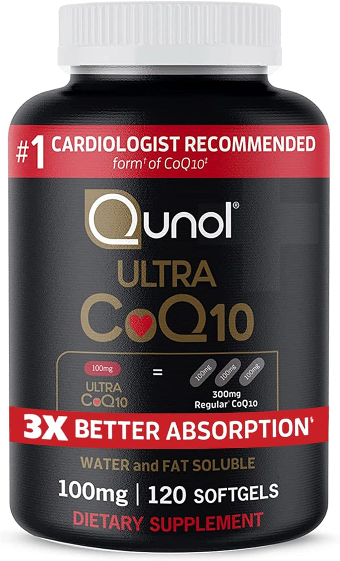 Qunol CoQ10 100mg Softgels, Ultra CoQ10 100mg, 3x Better Absorption, Antioxidant for Heart Health & Energy Production, Coenzyme Q10 Vitamins and Supplements, 4 Month Supply, 120 Count