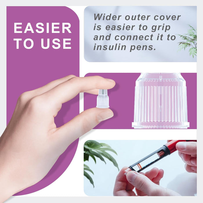 Plus Pen Needles 31g 5mm, Flat Pen Needle Base for Comfortable Insulin Injection, Compatible with Most Diabetes Pens and Injection Devices, 100 pcs/Box (3/16'')