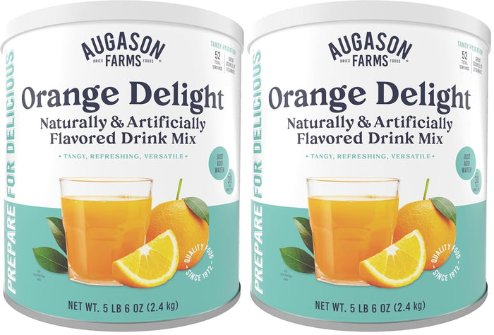 Augason Farms Orange Delight Drink Mix Can, Emergency Food Supply, Everyday Meals, 52 Servings