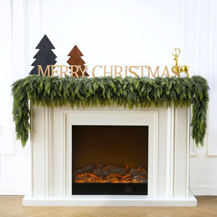 9 Ft Christmas Cedar Garland, Realistic Faux Pine Garlands, Green Artificial Greenery Garland for Winter Home, Mantle, Fireplace, Indoor, Outdoor Christmas Decorations (1Pcs)
