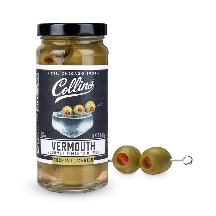 Collins Gourmet Blue Cheese Olives, Premium Stuffed-Cheese Garnish for Cocktails, Martinis, Bloody Marys, Snack Trays, Charcuterie, and Salads, Condiment Olives, 4.5 Oz