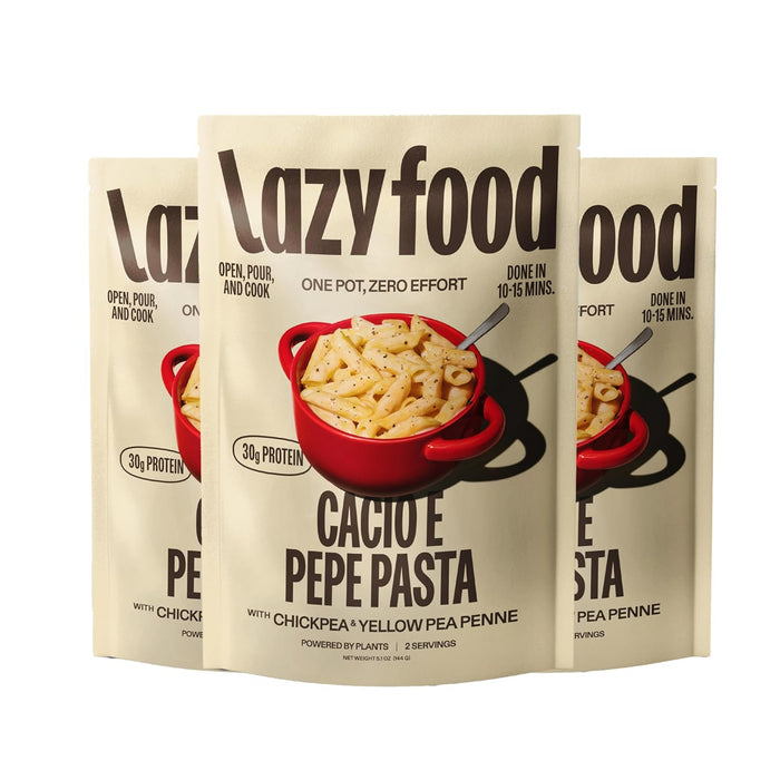 Lazy Food Cacio e Pepe Pasta Meal | Gluten Free Pasta Dinner | Low Carb High Protein Italian One Pot Meal Kit Made with Real Romano Cheese | Chickpea & Yellow Pea Penne - 1 Pack (2 Servings)