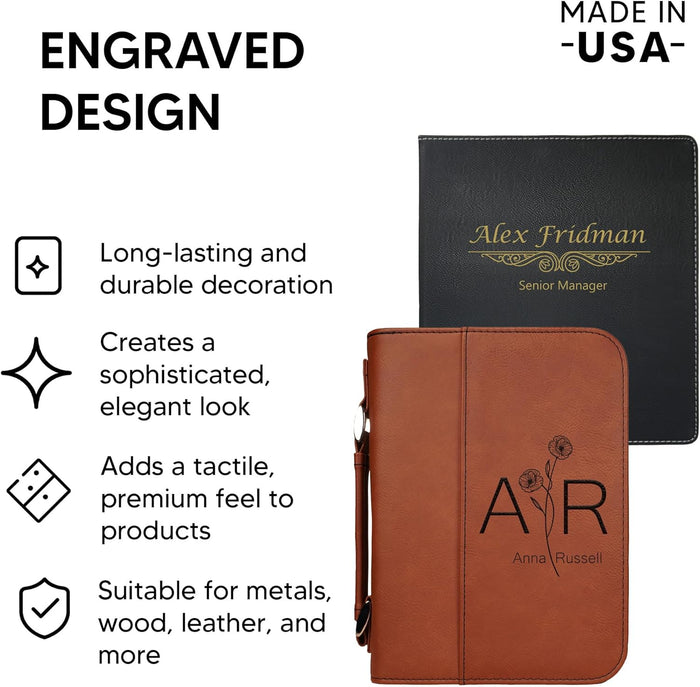 Daphne's Curations Personalized Wedding Journal – Custom Engraved Vegan Leather Notebook with Names & Date – 6” x 8.5” Keepsake
