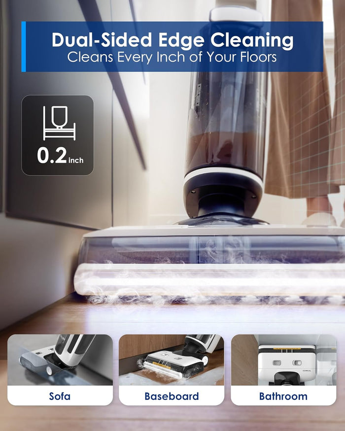 Tineco Floor ONE S7 Steam Cordless Wet Dry Vacuum Steam Mop All-in-One, Floor Washer for Sticky Mess Clean Up on Hard Floors with Digital Display, Self-Cleaning, Edge Cleaning, Safe for Kids & Pets