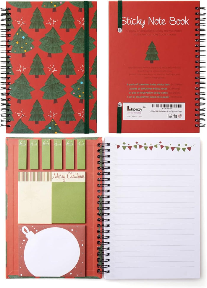 A5 Spiral Sticky Notebook,with 9 pads of decorated sticky notes and a handy notebook,for Bible study;Note Pads Teacher Appreciation Gift Writing Memo Pads School Office Supplies and Daily Life Organization (Lotus)
