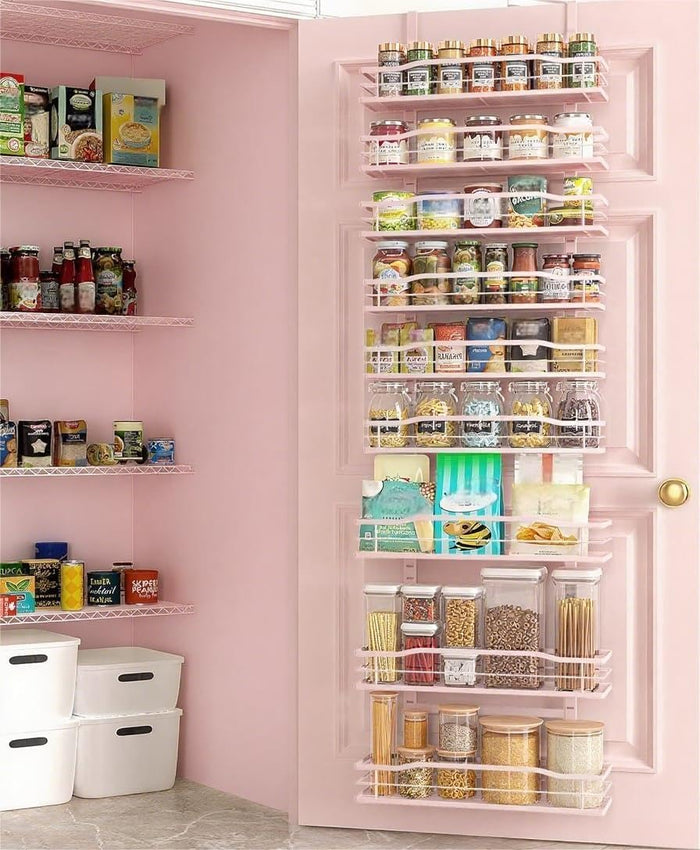 Moforoco White 9-Tier Over The Door Pantry Organizer, Pantry Organization And Storage, Metal Hanging Spice Rack Shelves Door, Home & Kitchen Essentials, Laundry Room Bathroom Organization