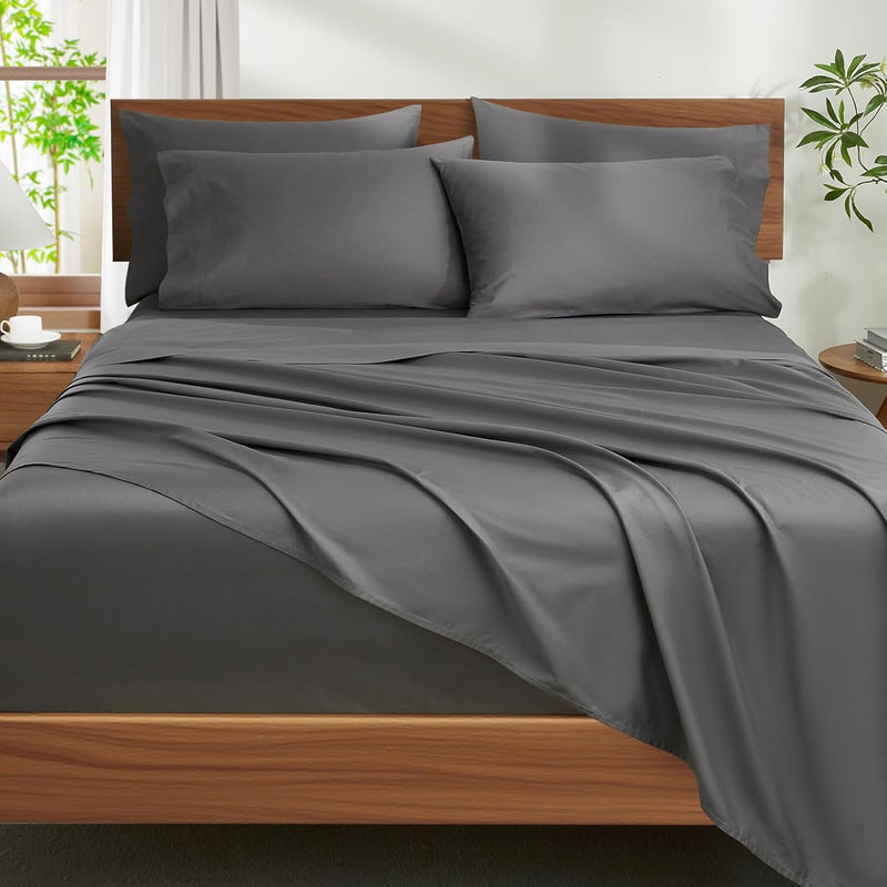 Ivellow 100% Egyptian Cotton Queen Size Sheets Set - 1200 Thread Count 6 PC 18" Deep Pocket Queen Sheets，Luxury Cotton Bed Sheets Soft Breathable Sage Green Cooling Sheet Sets Hotel Quality Bedding