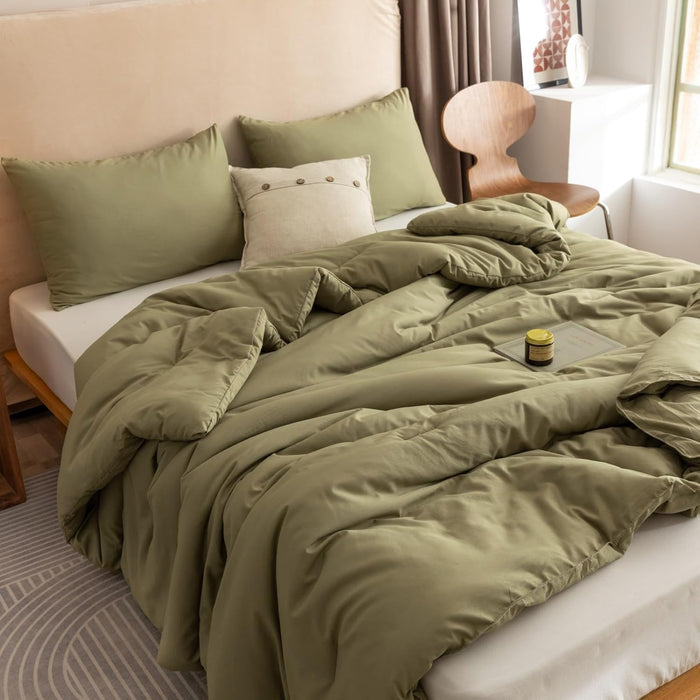 ROSGONIA Oversized Queen Comforter Beige, 3pcs (1 Comforter & 2 Pillowcases) Lightweight Oversized Queen Comforter Sets Bedding Blanket Quilts