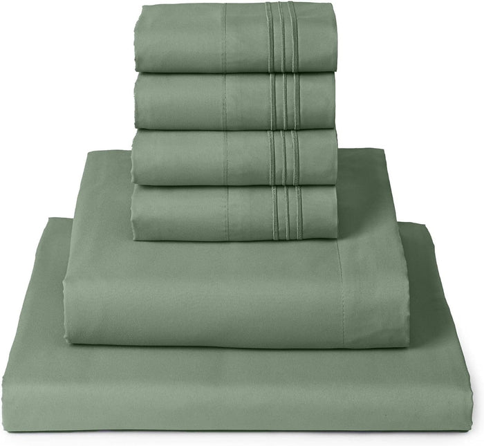 Mellanni Queen Sheet Set - 6-Piece Iconic Collection Bedding, (Including 4 Pillowcases), 16-Inch Deep Pocket, Easy Care, Extra Soft, Cooling Sheets, Brushed Microfiber - Brown