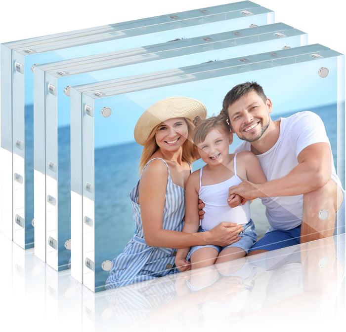 HOUSE DAY Acrylic Picture Frames 8x10, 1 Pack Magnetic 8x10 Picture Frame, Double Sided Clear 8 x 10 Photo Frame with Microfiber Cloth, Frameless FreeStanding 8x10 Frame Gift for Desktop Display