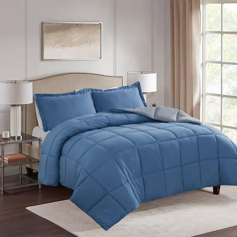 HIG 3pc Green King Size Comforter Set -All Season Reversible Down Alternative Comforter Bedding Comforter -Quilted Duvet Insert with Corner Tabs - Box Stitched Blanket - Breathable, Soft, Fluffy