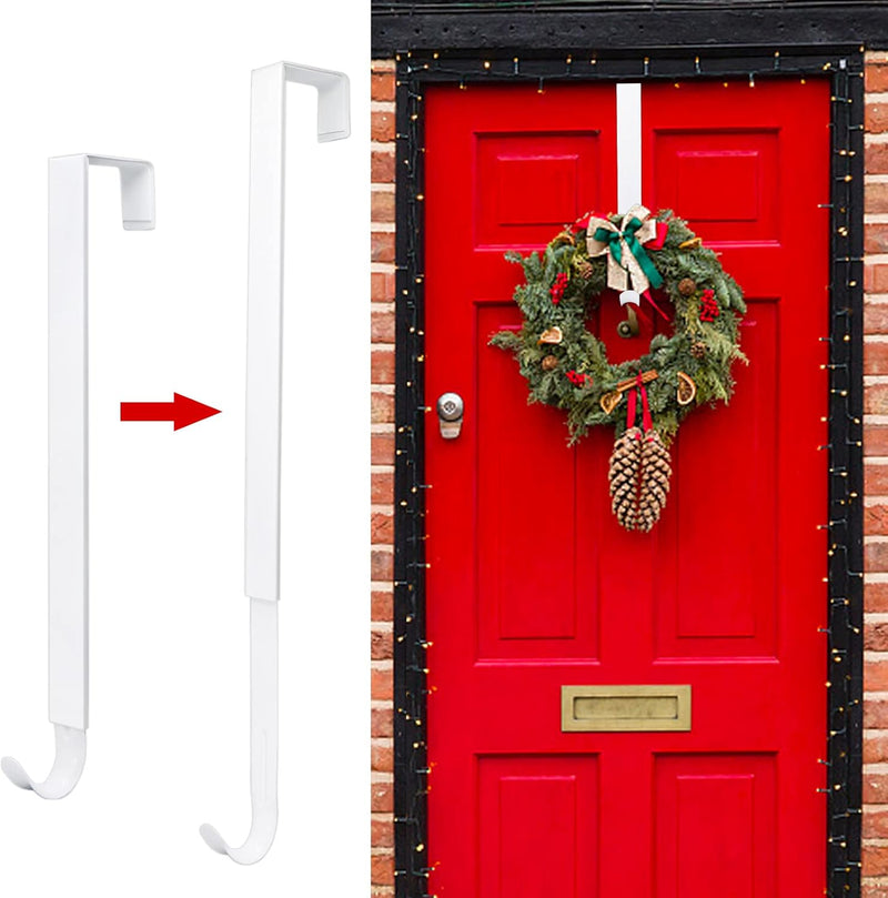 GP Life Wreath Hanger for Front Door, Adjustable from 15 to 25 Inches Hanger, 20 lbs Larger Door Upgrade Christmas Fall Wreaths Decorations Hook (Black)