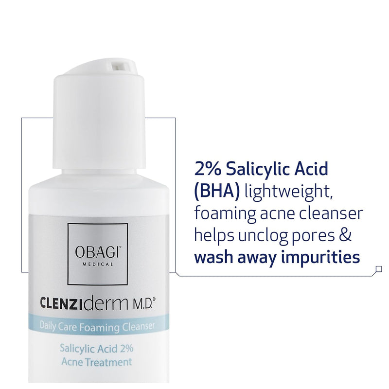 Obagi CLENZIderm M.D. Daily Care Foaming Acne Cleanser – Acne Treatment with 2% Salicylic Acid (BHA)