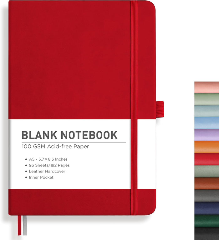 RETTACY Lined Journal Notebook, 192 Numbered Pages, A5 Medium Size (5.7'' x 8.3''), for Men & Women, Journaling, Writing, Work & Office, Leather Hardcover, 100 GSM Thick Paper (Brown)