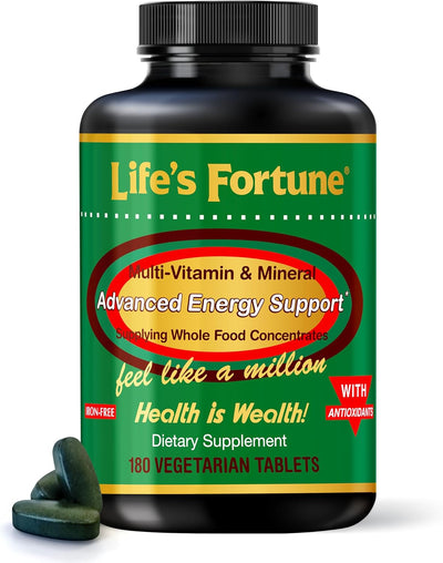 Life's Fortune Whole Food Multivitamin & Mineral, Advanced Energy Support Supplement, Daily Wellness for Men & Women, Amino Acids, 180 Vegetarian Tablets