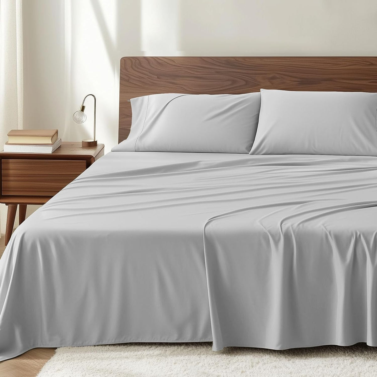 Viscose Derived from Bamboo, Soft Cooling Bedding with Silky Smooth Finish,16" Deep Pocket, Hypoallergenic, Breathable, 3 Piece Twin Luxury Hotel Sage Green Bed Sheet Set, Oeko-Tex Certified