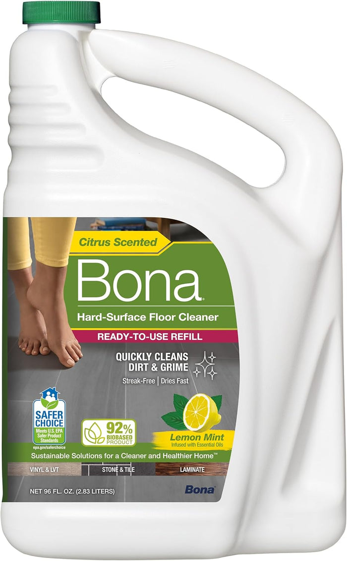 Bona Multi-Surface Floor Cleaner Refill - 128 fl oz - Unscented - Refill for Bona Spray Mops and Spray Bottles - Residue-Free Floor Cleaning Solution for Stone, Tile, Laminate, and Vinyl Floors