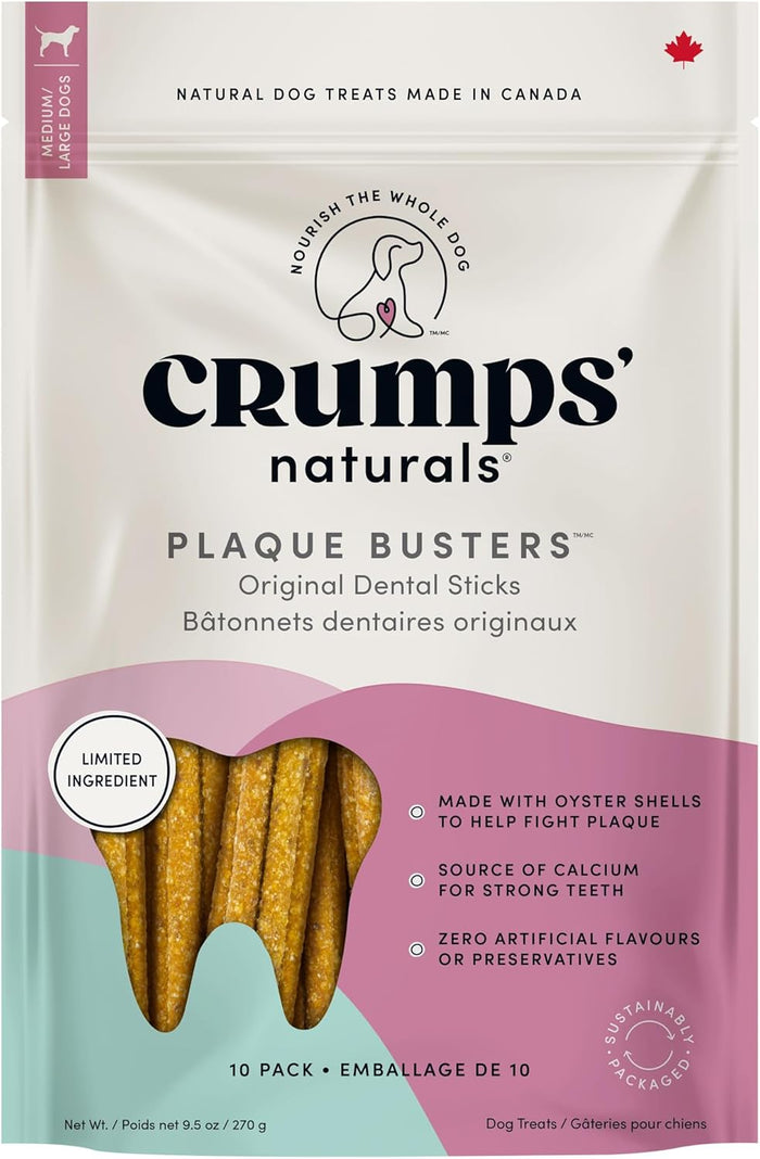 Crumps' Naturals Pbb- Bacon Dental Dog Treats (18 Pack), 4.5"