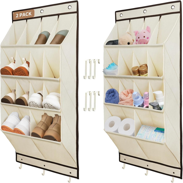 FENTEC 1 Pack Over-the-Door-Shoe-Organizers, Hanging Organizers with Large Pocket Shoe Holder Hanging Shoe Rack for Closet Shoe Organizer for Wall, Over Door Organizer with 15 Pockets Gray