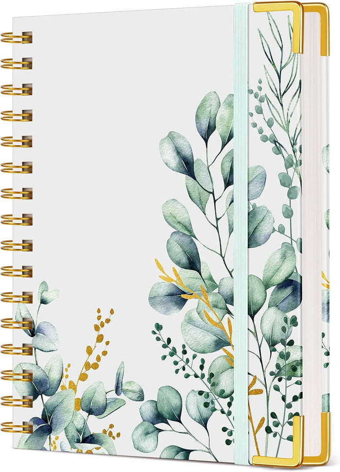 Cute Spiral Notebook Journal for Women, 200 Pages Lined Notebooks 8.5” x 11”, A4 Large Hardcover Spiral Journals with 100 GSM Thick Paper, College Ruled Notebook for Writing Work School, Orange Floral