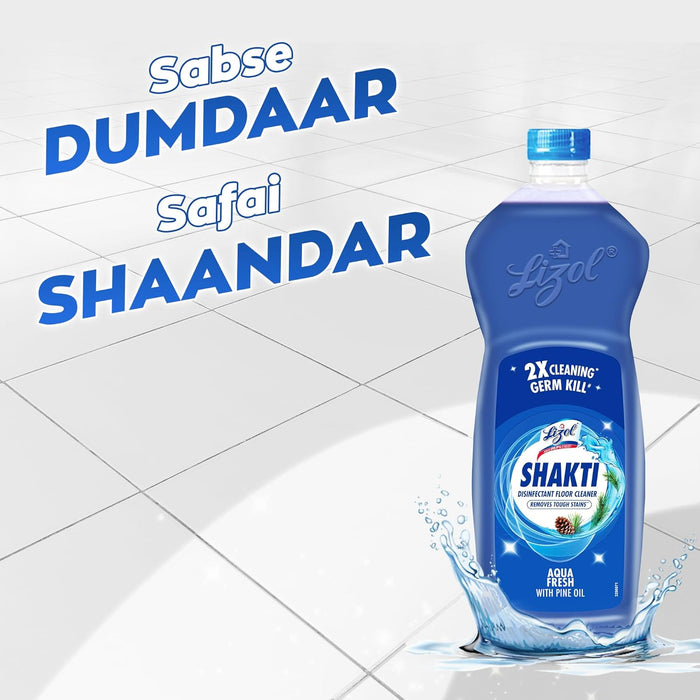 Lizol Shakti 900ml - Aqua Fresh Disinfectant Floor Cleaner | Suitable For All Floor Cleaner Mops | 2X better cleaning Vs Phenyl