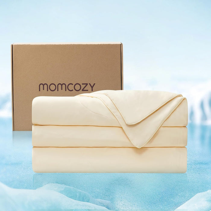 Momcozy Life CoolMurm Cooling Comforter for Hot Sleepers, King/Cali King 106"x90" Soft Breathable Pregnancy Cooling Blanket, 3-Second Cooling, 8 Hours+ Stay Cool All Night, Deep Light Grey