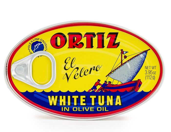Ortiz White Tuna in Olive Oil, Fresh Tender Slices, Spanish Wild Caught Tuna, High in Protein and Omega 3 Fats, Excellent in Salad, Pasta or Sandwiches - No Need to Add Mayo, 3.95oz Can (Pack of 6)