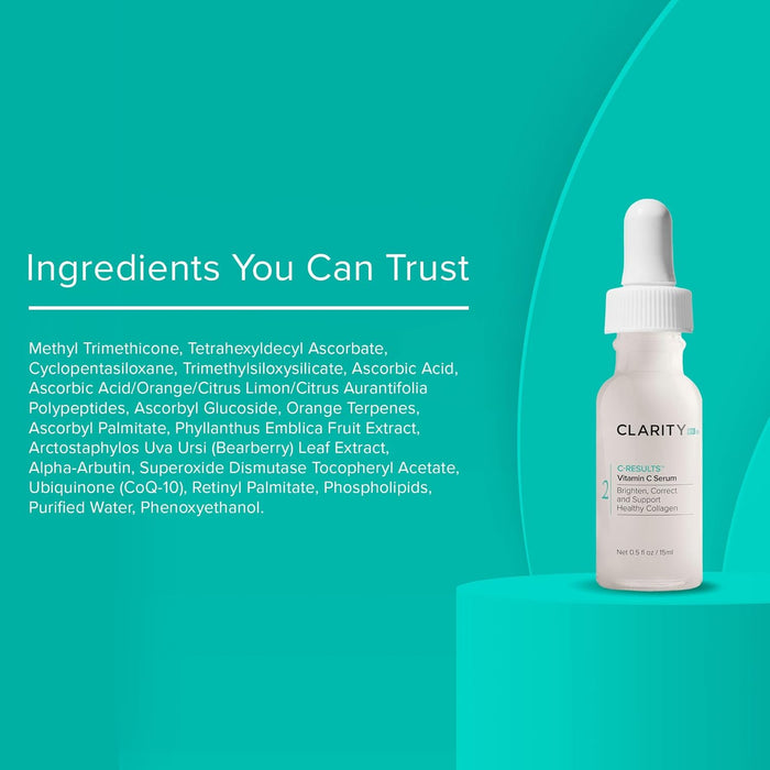 ClarityRx C-Results Vitamin C Brightening Face Serum, Natural Plant-Based Anti-Aging Facial Treatment for Dark Spots & Acne Scars