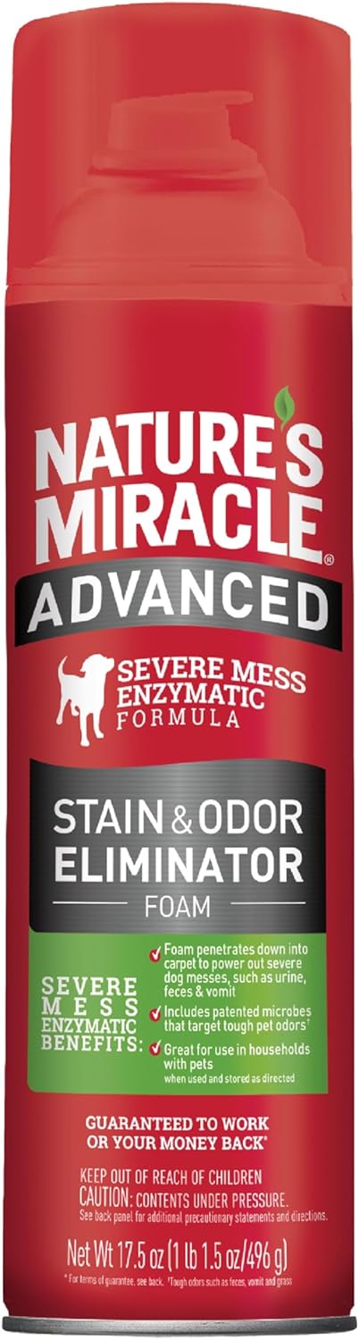 Nature’s Miracle Advanced Stain and Odor Eliminator Dog Spray, Fresh Scent, Severe Mess Enzymatic Formula For Tough Pet Messes, 32 Ounces