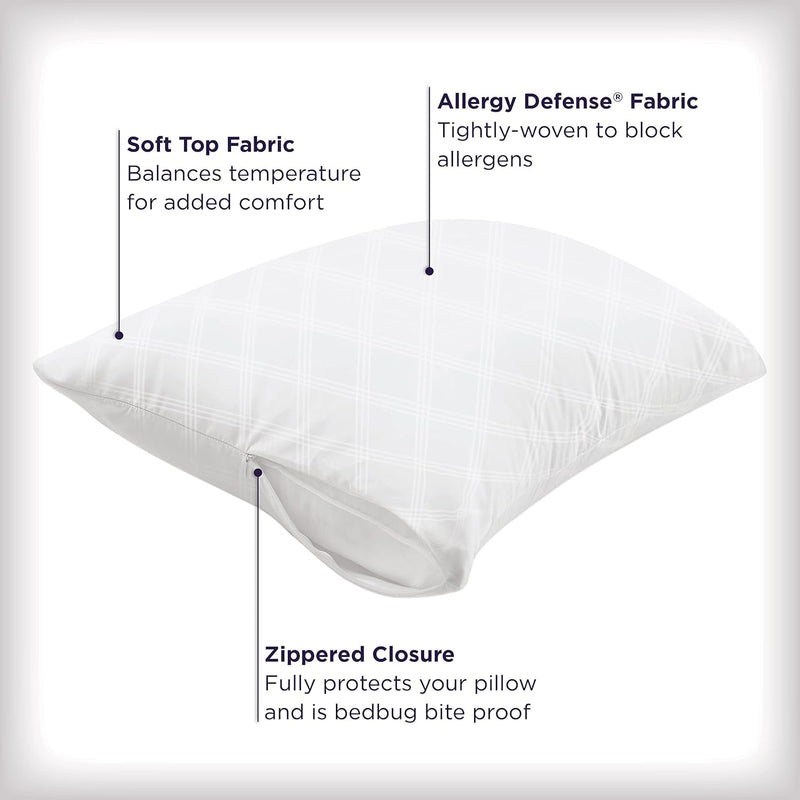 Set of 2 King AllerEase Pillow Protectors - Temperature Balancing, Allergist Recommended - Premium Breathable, Zippered Protectors