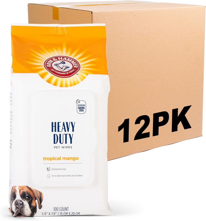 Arm & Hammer Dog Grooming Wipes - Natural Deodorizing Pet Wipe with Coconut - Travel Essential & Supplies for Dogs - Dog Whole Body & Face Cleaning - Odor Eliminator with Baking Soda Power - 100 Count
