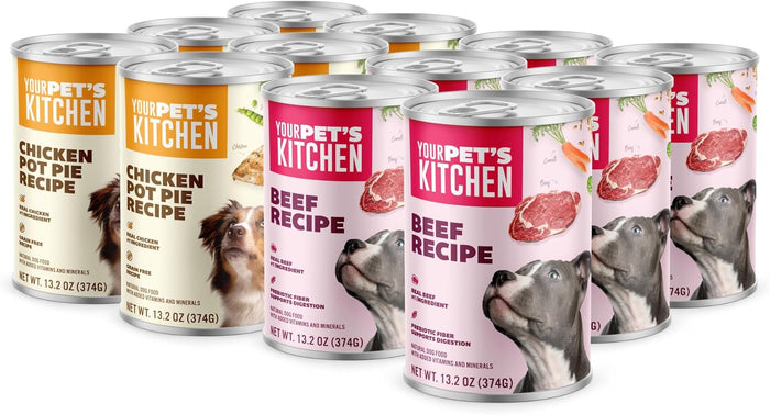 YOUR PET'S KITCHEN Wet Dog Food, Chicken Pot Pie Recipe - 13.2 oz Cans (Pack of 6), Made in The USA with Real Chicken