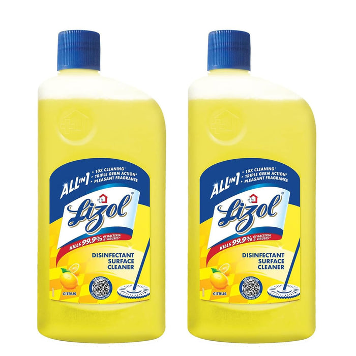 Lizol Disinfectant Surface & Floor Cleaner Liquid, Citrus - 1 Litre | Suitable for All Floor Cleaner Mops | Kills 99.9% Germs| India's #1 Floor Cleaner