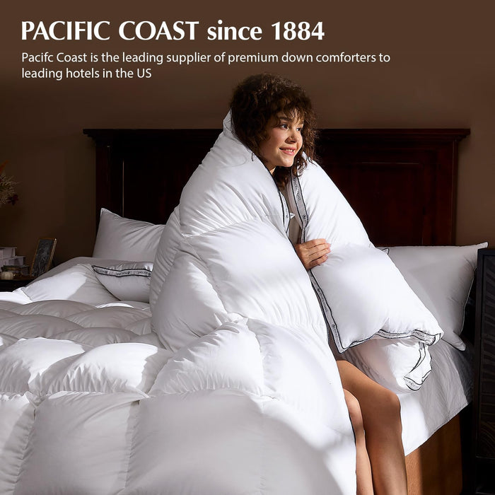Pacific Coast Goose Feather Down Fiber Comforters Queen Size, Heavyweight Thickened Winter Duvet Insert, Ultra-Soft, Fluffy, Breathable, Hotel Luxury Bedding Comforters, 8 Tabs, 90"x90"