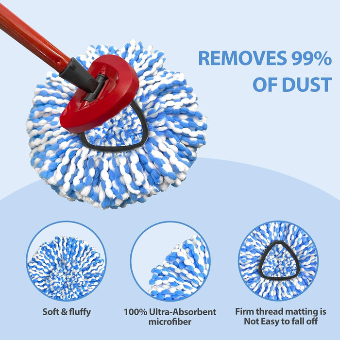 Spin Mop Replacement Head for O-Ceda RinseClean 2 Tank System, Microfiber Mop Refills, Easy to Replace, Include 3 Cedar Mop Replace Heads, 1 Extra Mop Replacement Base
