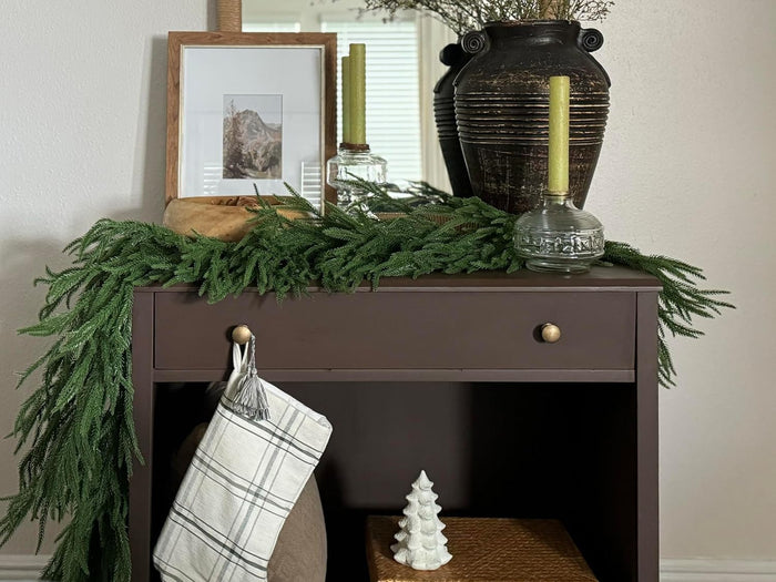 Christmas Garland Norfolk Pine Garland Real Touch Artificial Greenery Garland for Mantle Fireplace Table Indoor Outdoor Decor 6FT