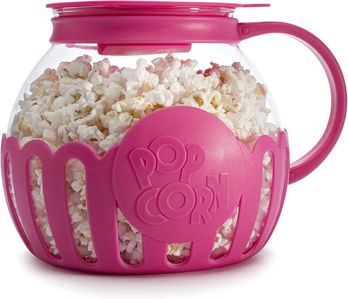 Ecolution Patented Micro-Pop Microwave Popcorn Popper with Temperature Safe Glass, 3-in-1 Lid Measures Kernels and Melts Butter, Made Without BPA, Dishwasher Safe, 3-Quart, Aqua