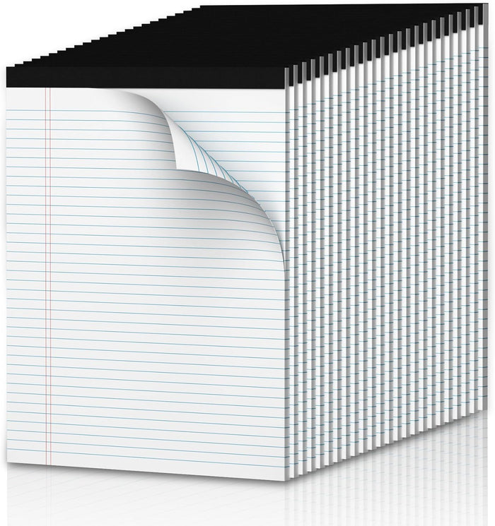White Legal Pads 8.5 x 11 Narrow Ruled, 3 Pack Notepads College Ruled Pads of Paper With Sturdy Back 37 Lines 70 GSM Paper, Writing Note Pads 30 Sheets Per Writing Pad for Taking Notes, Reminders