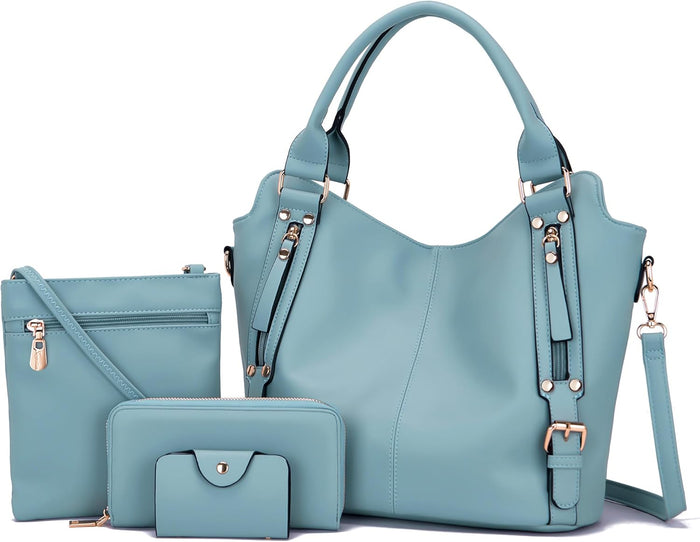 soperwillton Purses for Women Large Shoulder Handbag Tote PU Leather Hobo Crossbody Bag Ladies Wallet Set 4pcs