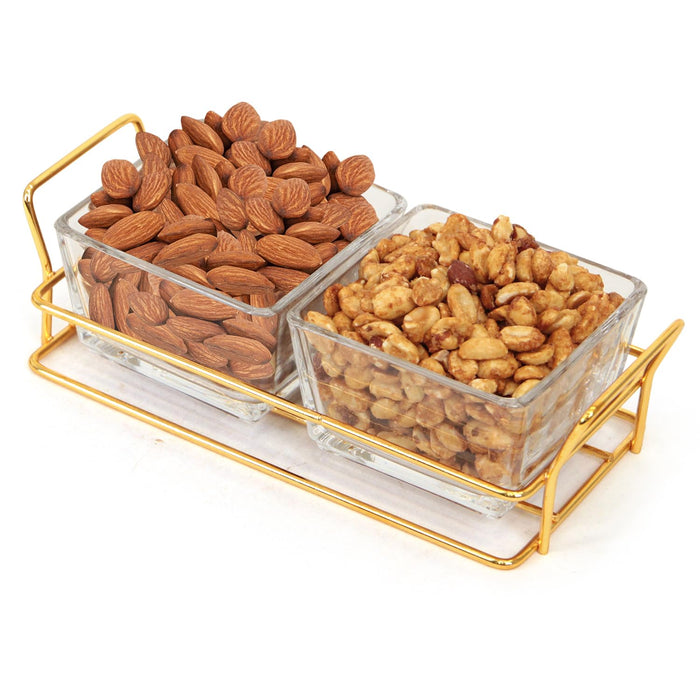 Holiday Nuts gift Basket - Delicious Mixed Cravings Gourmet Collection, Features 7 Sectional Platter with Freshly Roasted Nuts, Thanksgiving Gift Basket.