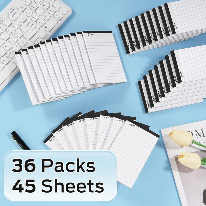 Dynta 36 Pack 3x5 Mini Note Pads, 45 Sheets Per College Ruled Writing Pads, 80GSM White Paper 1620 Sheets, To-Do List, Christmas Gift