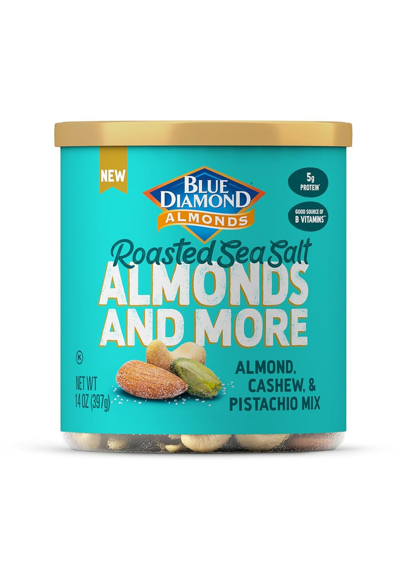 Blue Diamond Almonds, Mixed Nuts Sweet Honey Roasted Deluxe Snack Nuts, Almonds, Pistachios, and Cashews, 14oz. Can (Pack of 1)