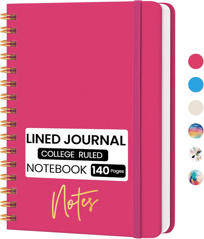 Lined Spiral Journal Notebook, A5 College Ruled Notebook for Journaling, Note-Taking, and Daily Planning, Durable Hardcover with an Elegant Design, Purple