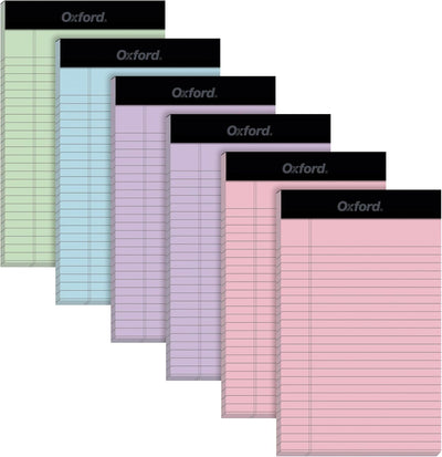 Oxford Color Writing Pads, Jr. Legal Rule, Small Legal Pads, Writing Pads, Notebooks for School and Office, 4 Assorted Colors: 2 Pink, 2 Purple, 1 Blue, 1 Green, 5 inch x 8 inch (1017037)