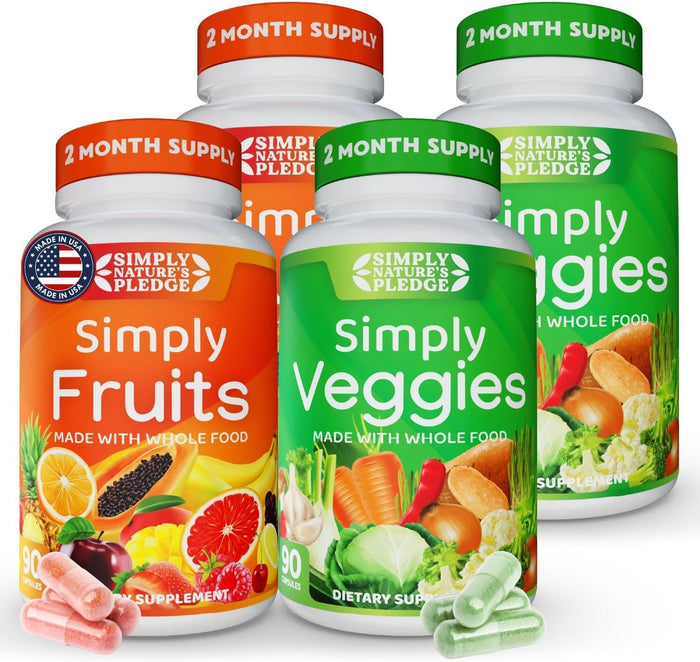 Simply Nature's Pledge - Packed with Over 40 Different Fruits & Vegetables - Made with Whole Food Superfoods - with Aloe Vera – 100% Soy Free - 90 Count (Pack of 2)