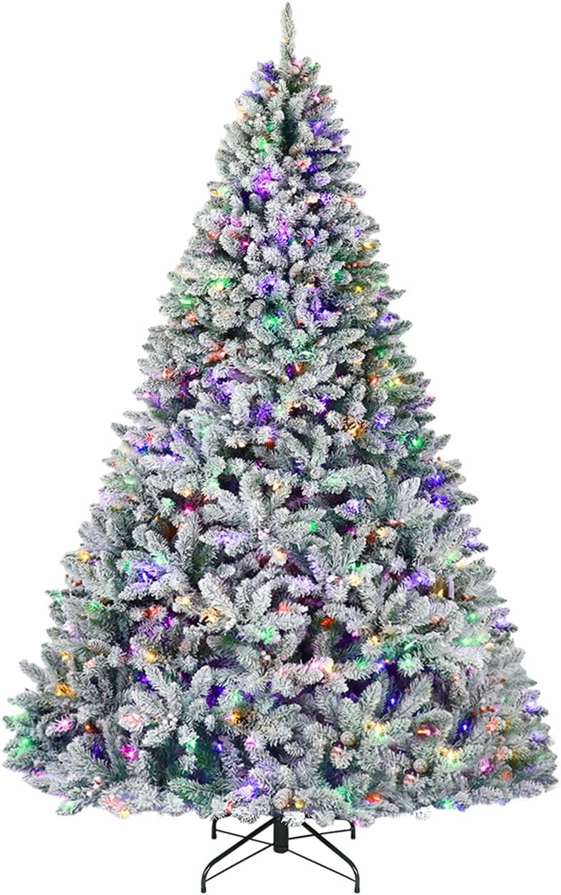 Hykolity 6 ft Prelit Christmas Tree, Artificial Christmas Tree with 250 Color Changing LED Lights, 1032 Tips, Metal Stand and Hinged Branches, 10 Color Modes