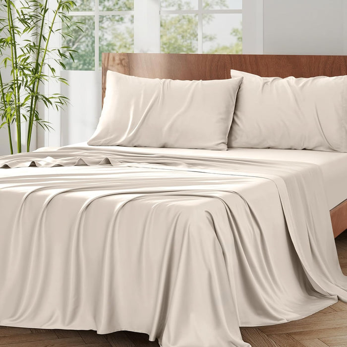 King Sheet Set, 100% Rayon Derived from Bamboo, 4-Piece, 16 Inch Deep Pockets, Cooling Sheets for King Size Bed Set, Breathable & Silky Soft, Hotel Bedding Sheets & Pillowcases, Baby Blue
