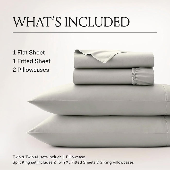 BOLL & BRANCH Percale Hemmed Sheet Set - Cooling Breathable Bed Sheets for Hot Sleepers - King + Standard, Pewter - Luxury 100% Organic Cotton - 1 Flat, 1 Fitted, 2 Standard Size Pillowcases
